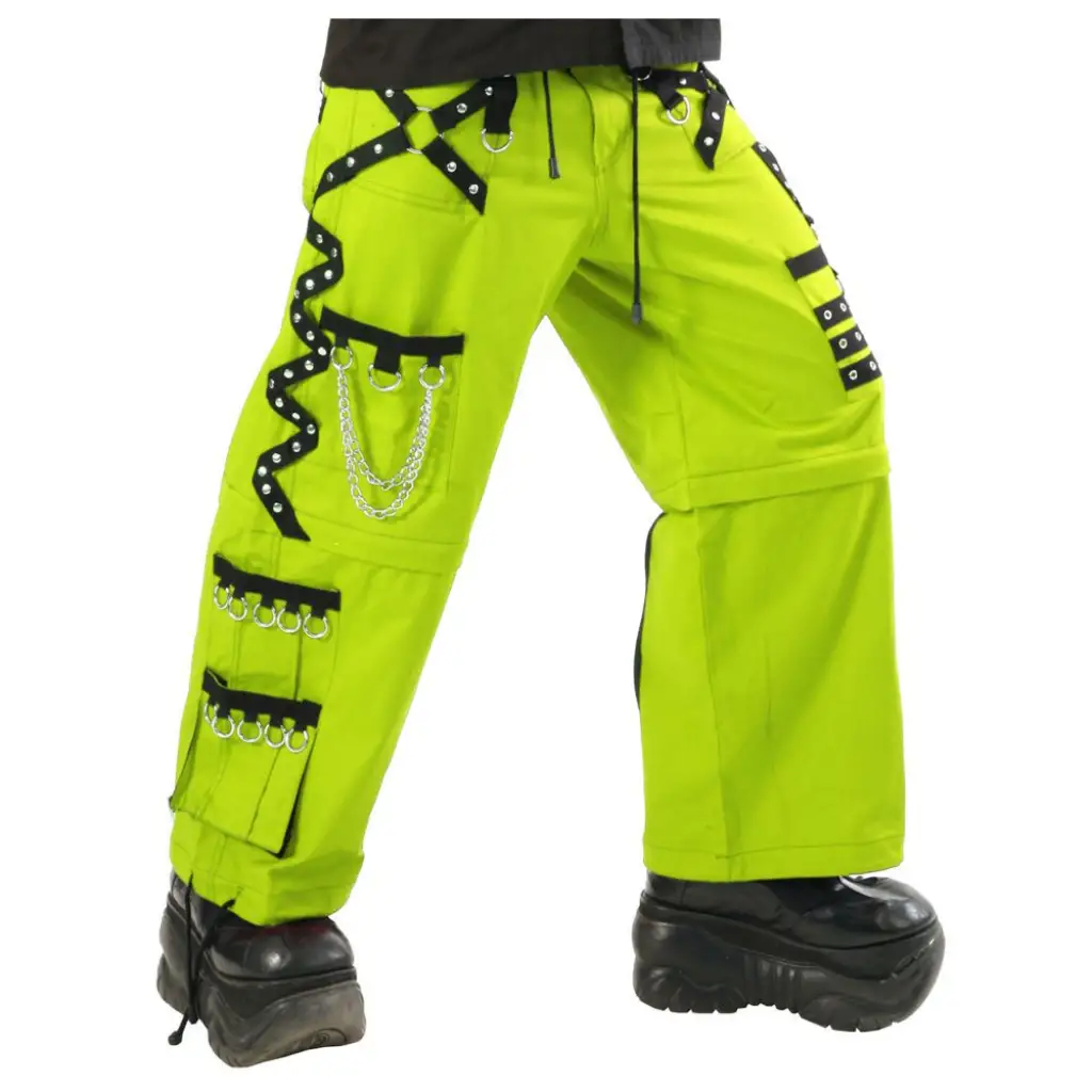 Neon Green Cyber Bondage Pants | Men's Rave Goth Trousers